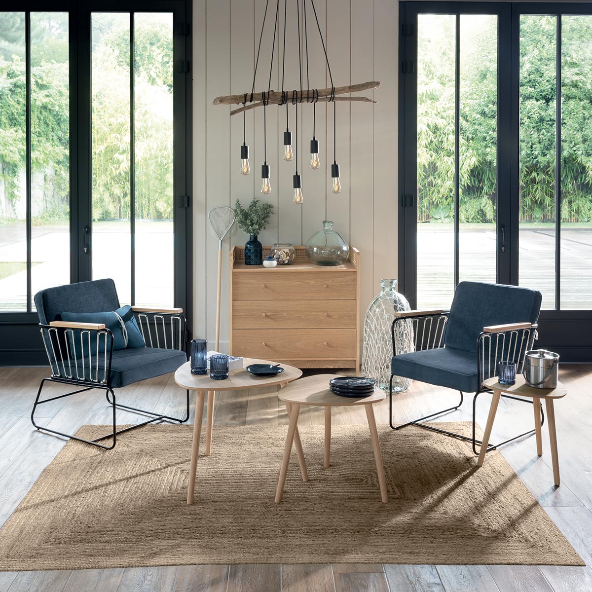 Tavolini impilabili "Mileo" L.39/47/60 cm Beige