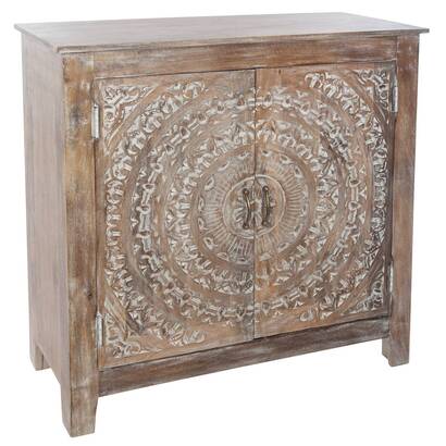 Credenza a 2 ante "shirel" legno di mango, 90x90 cm