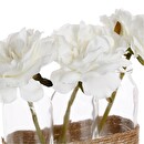 Composizione di 3 rose artificiali Vaso di vetro, H.24,5 cm Bianco