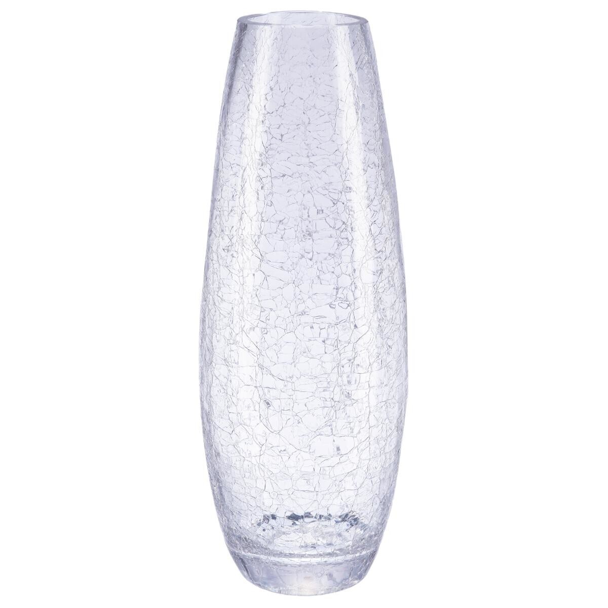 Vaso bombato, Vetro craquelé H.40 cm Trasparente