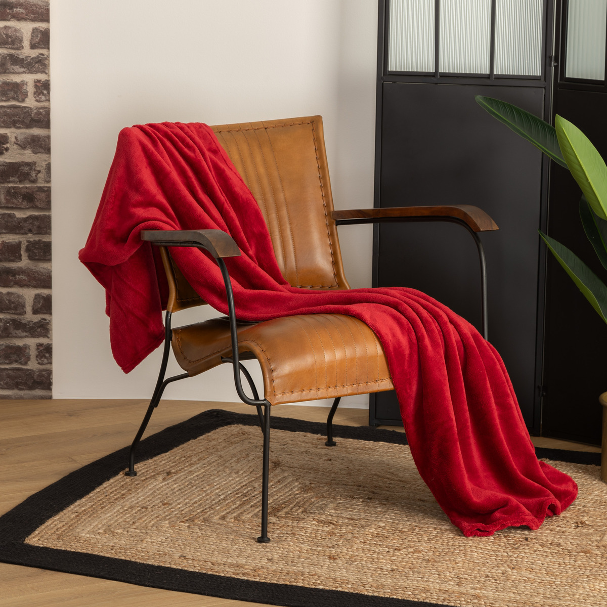 Plaid in microfibra Rosso, 130x180 cm Rosso