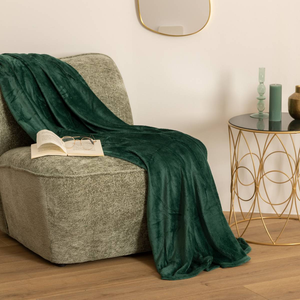 Plaid in flanella Verde, 130x180 cm Verde