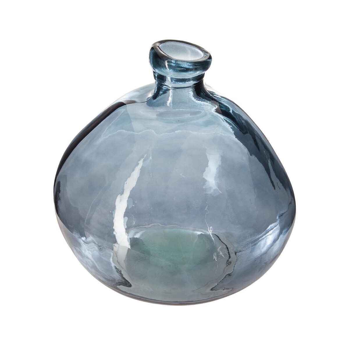 Vaso rotondo in vetro riciclato Blu tempesta, D.23 cm Blu tempesta