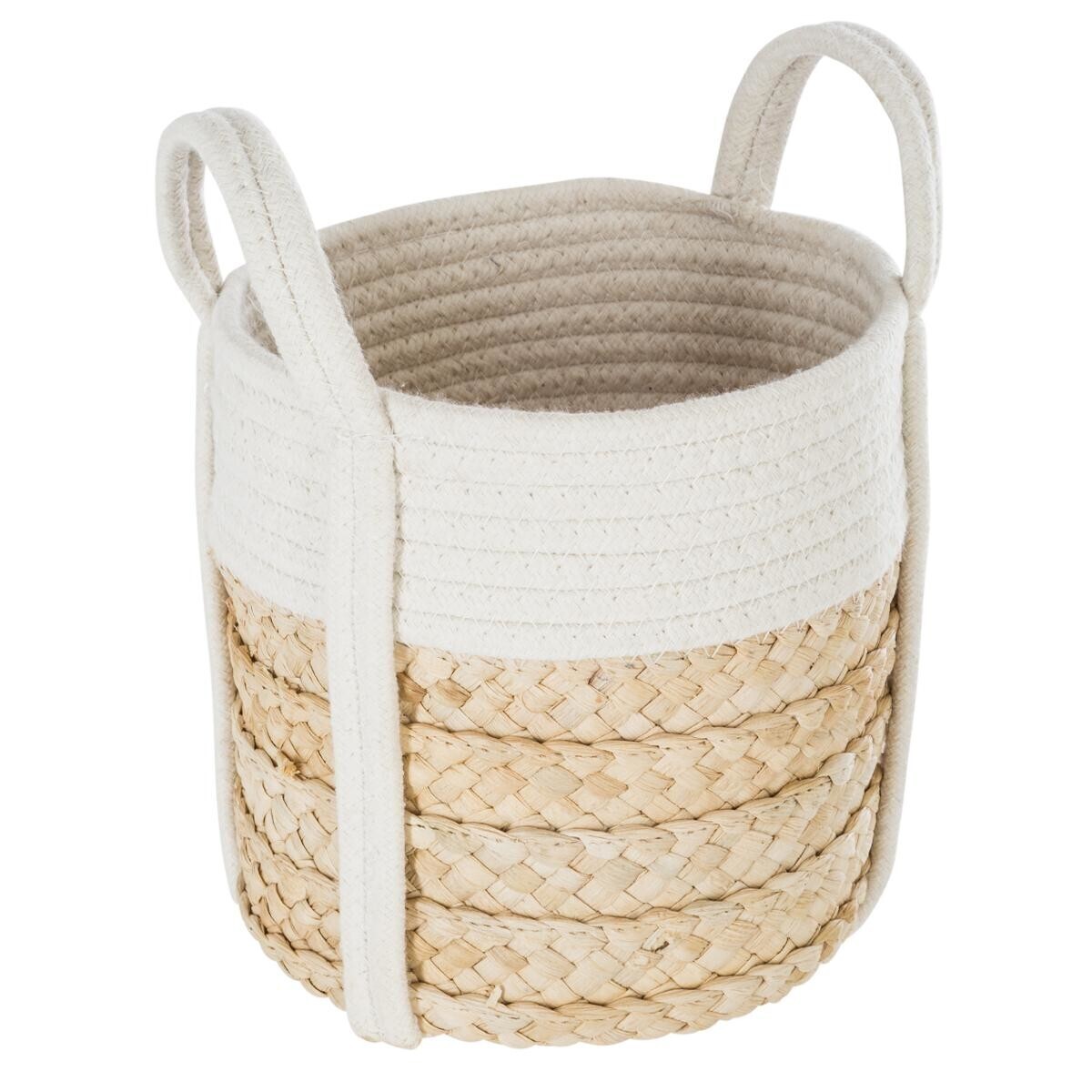 Set di 4 ceste con manici Fibre di mais e cotone Bianco