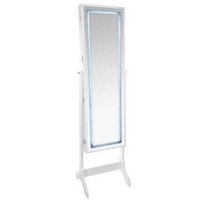 Armadio portagioie led, vetro bianco, 47x155 cm
