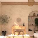 Specchio "Flore" Rattan, D.50 cm Legno naturale
