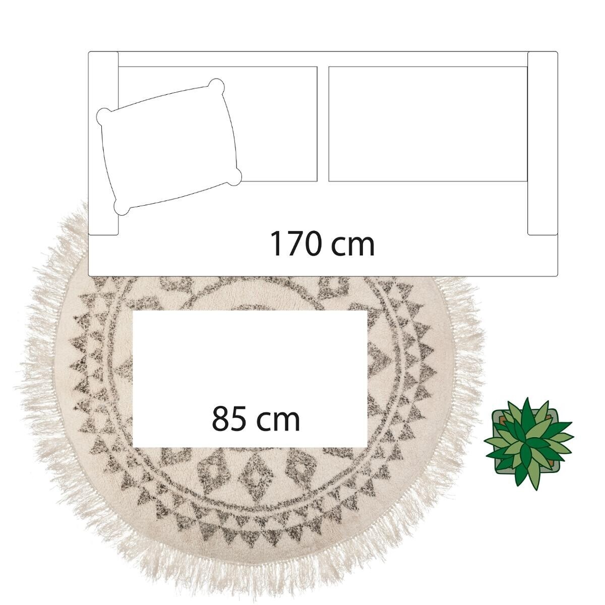 Tappeto "Living", juta D.120 cm Modello 1
