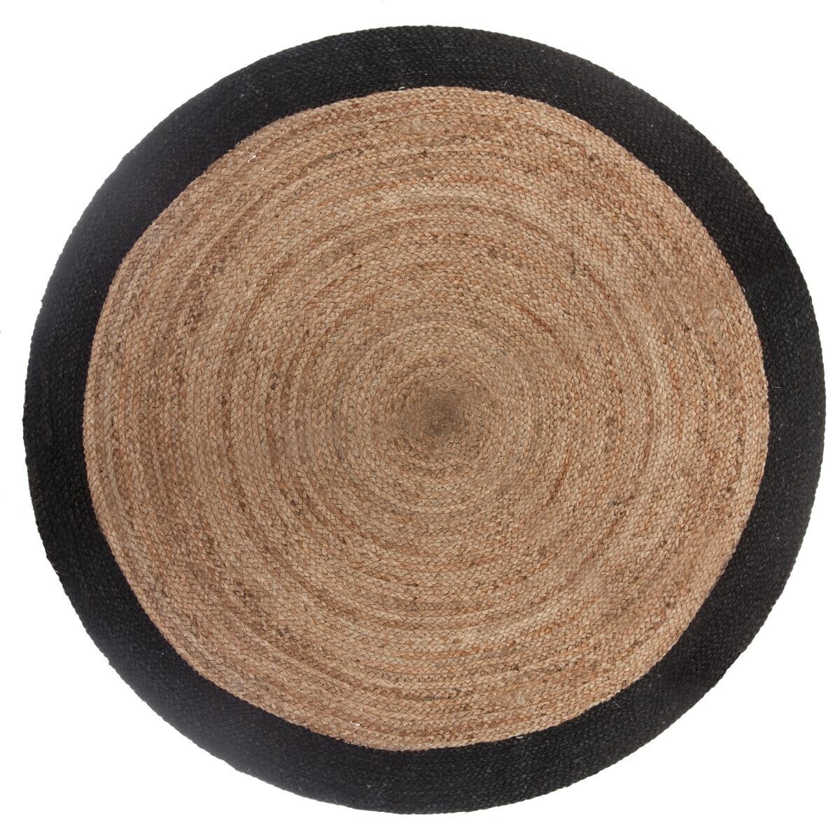 Tappeto in juta con bordo nero Nero, D.120 cm Nero