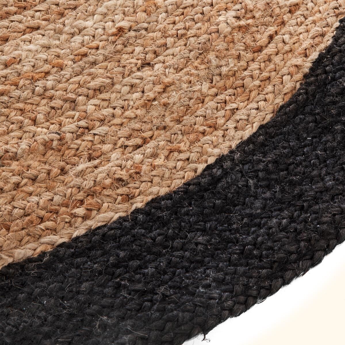 Tappeto in juta con bordo nero Nero, D.120 cm Nero