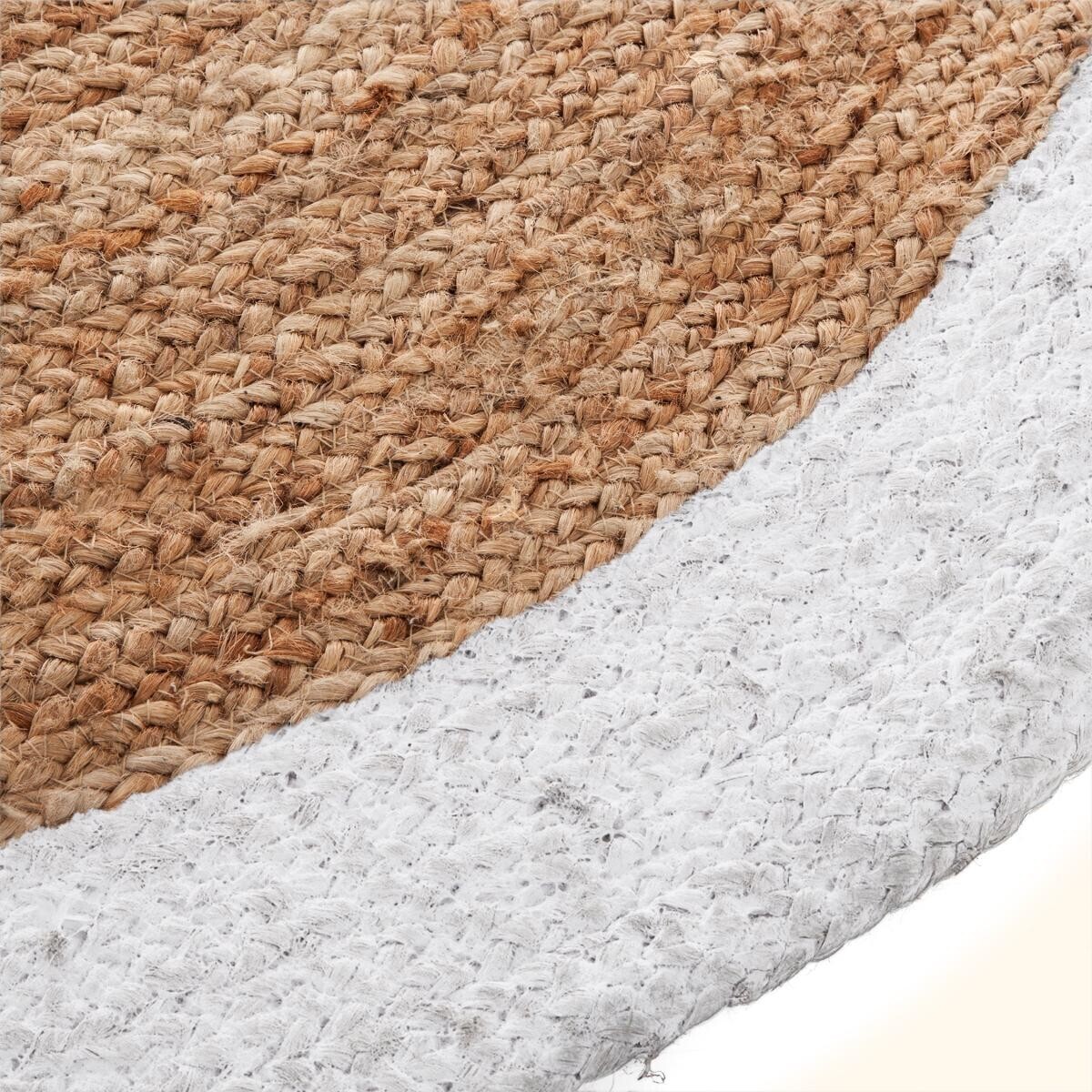 Tappeto in juta con bordo bianco Bianco, D.120 cm Bianco