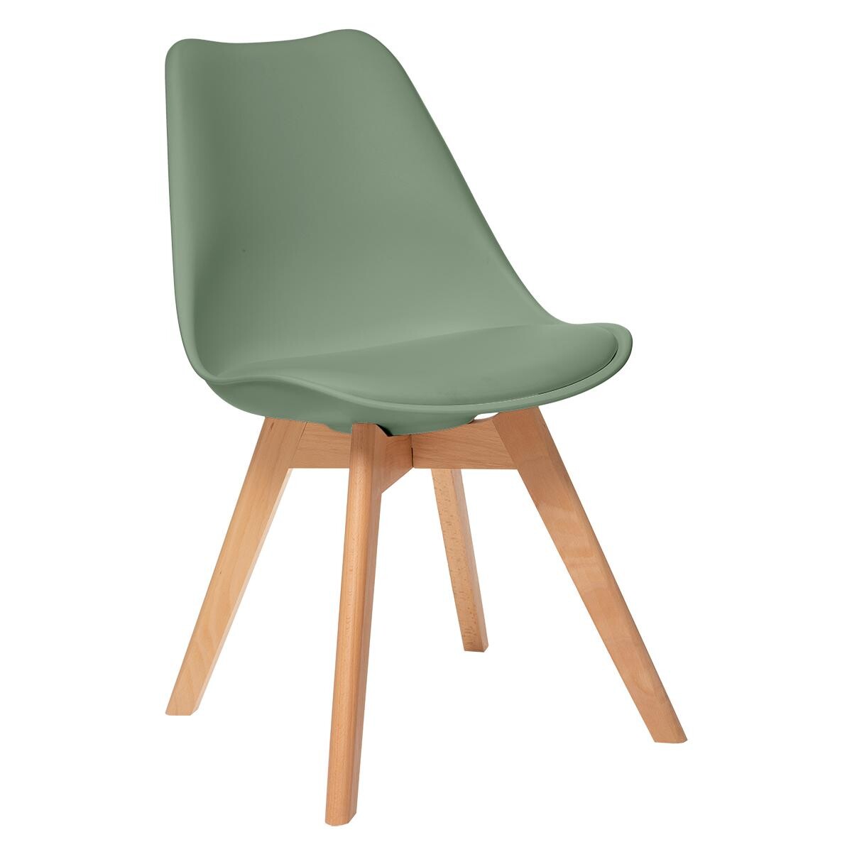 Sedia "Baya", gambe in faggio Verde kaki Verde cachi