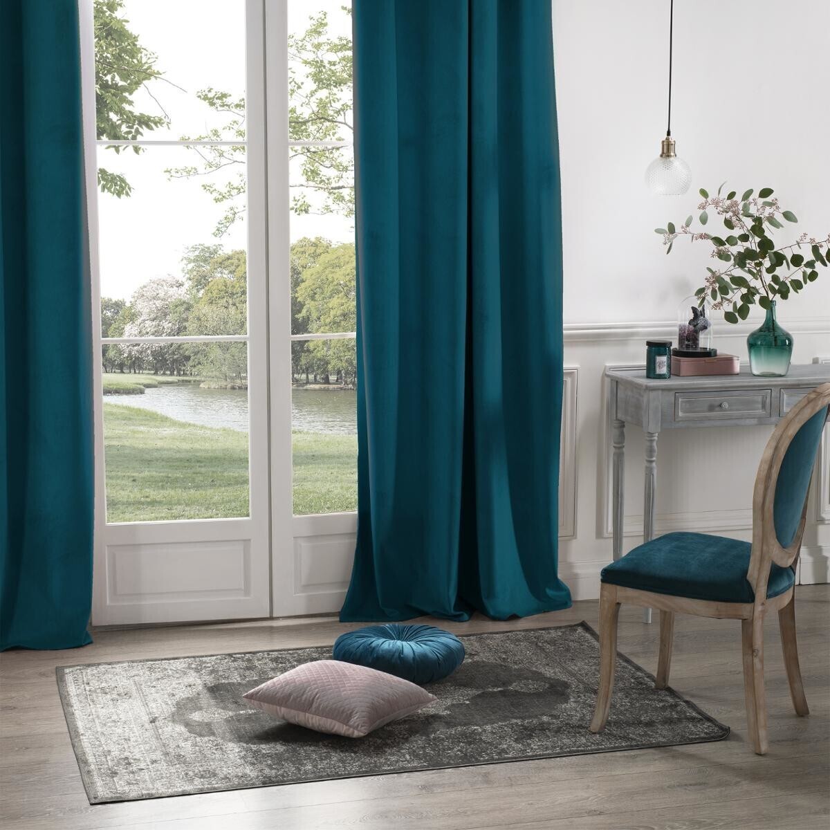 Tenda oscurante "Dolce" velluto Blu petrolio, 140x260 cm Blu anatra