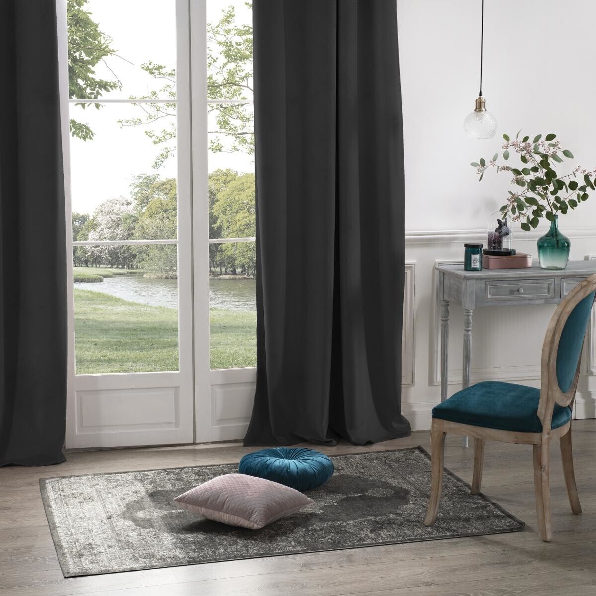 Tenda oscurante "Dolce" velluto Grigio ardesia, 140x260 cm Grigio ardesia