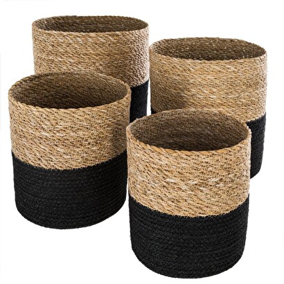 Set di 4 ceste in juta nero