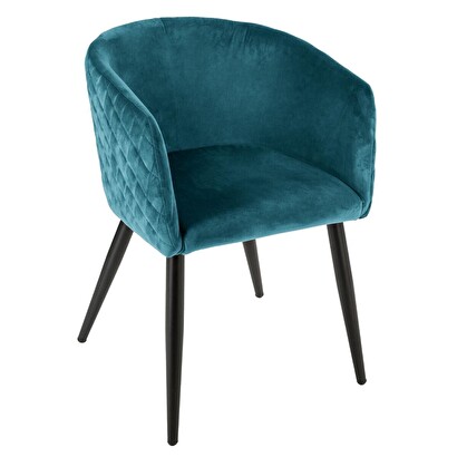 Poltrona "marlo" velluto, blu petrolio