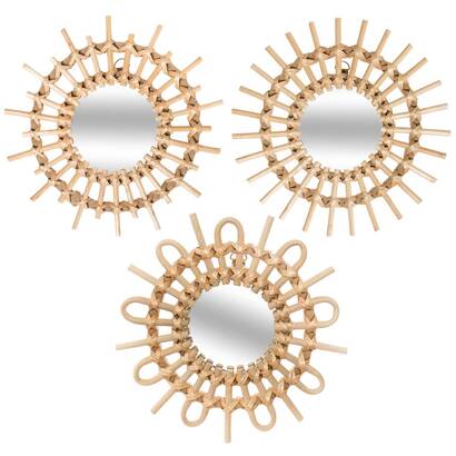 Set di 3 specchi "aida" rattan, d.28 cm