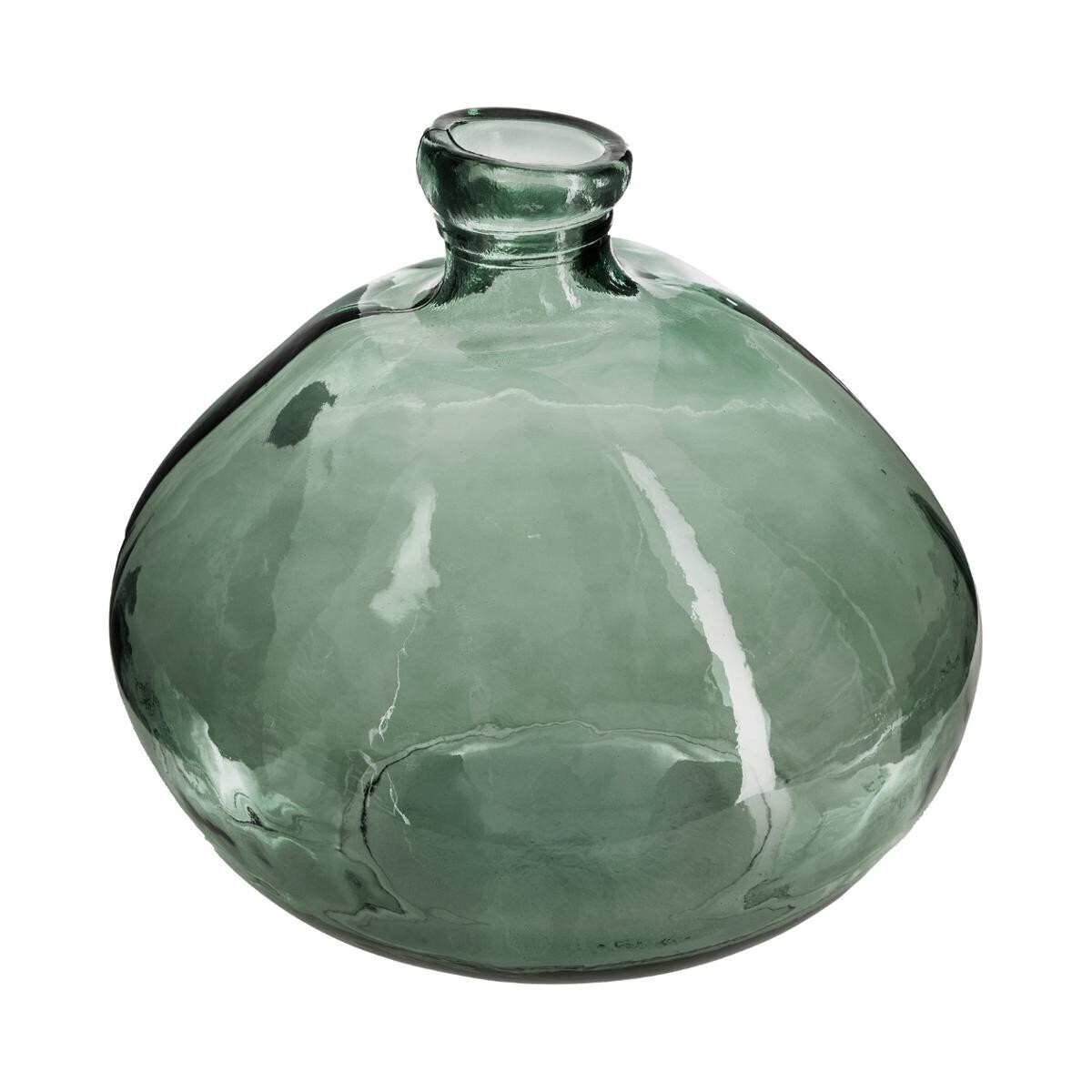 Vaso rotondo in vetro riciclato Verde kaki, D.23 cm Verde cachi