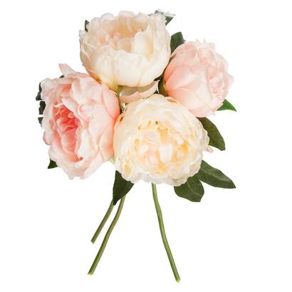 Bouquet di 4 peonie artificiali rosa, h.30 cm