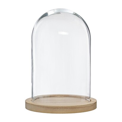 Campana di vetro e legno h.26 cm