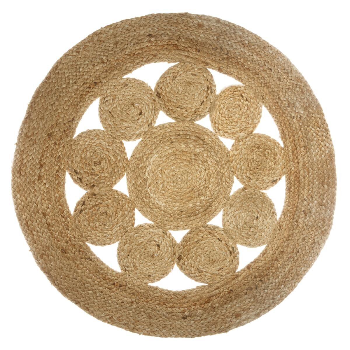 Tappeto traforato 'Esra', juta D.80 cm Beige