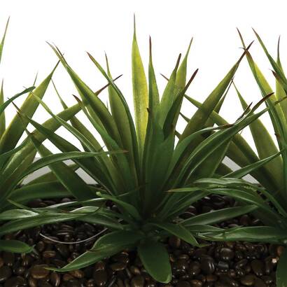 Centrotavola con 3 aloe vera artificiali bianco, h.17 cm