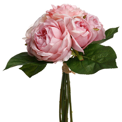 Mazzo di 9 rose artificiali rosa, h.30 cm