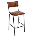 Sedia da bar "Dario" Pelle, Marrone cognac Marrone cognac
