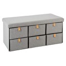 Pouf doppio pieghevole "Svezia" Grigio, 6 cassetti Grigio