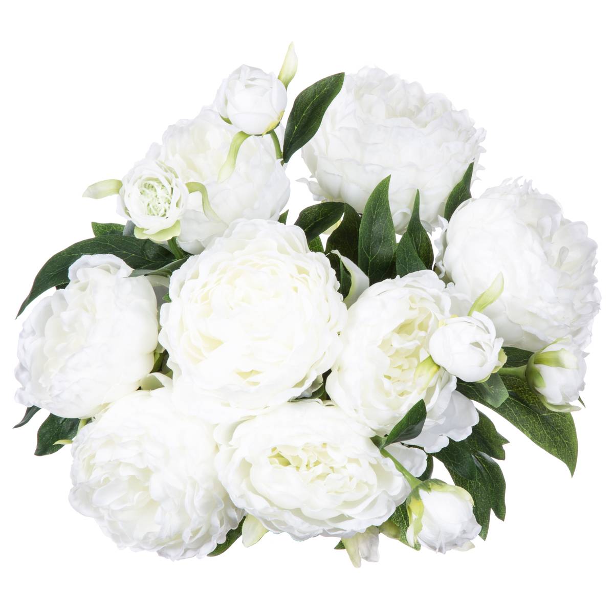 Bouquet di 13 peonie artificiali Bianco, H.50 cm Bianco