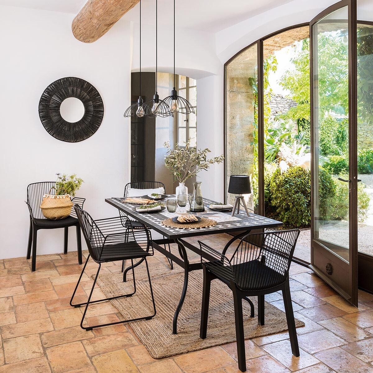 Tavolo da pranzo rettangolare "Kipos" Mosaico, Nero, L.160 cm Nero
