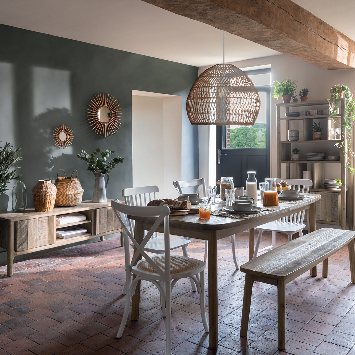 Tavolo da pranzo allungabile "Banila" Acacia, L.180-260 cm Legno naturale