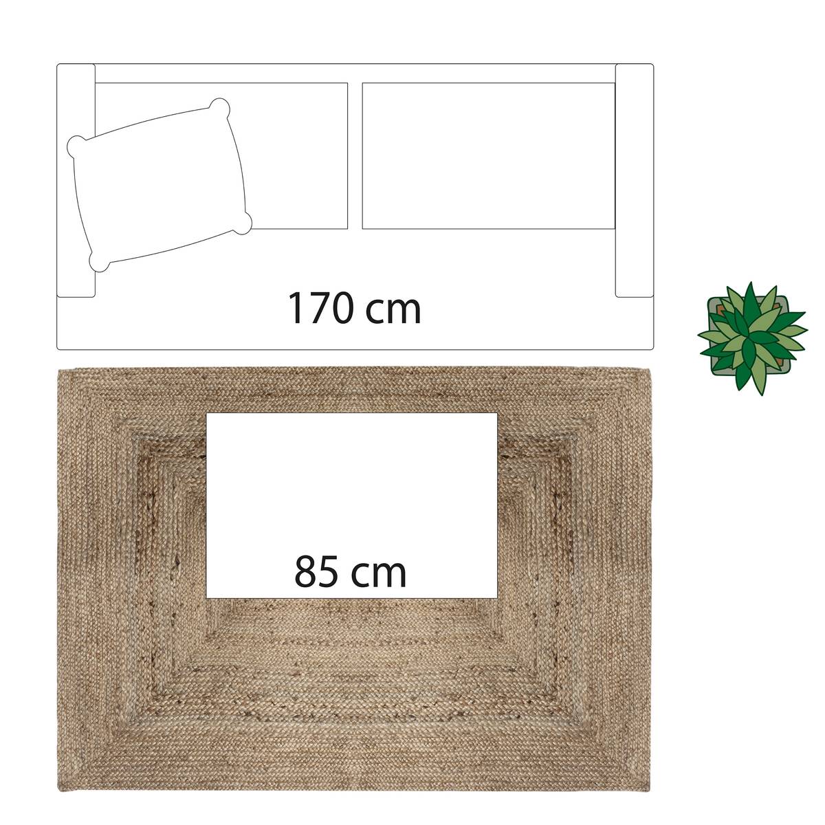 Tappeto in juta Beige, 120x170 cm Beige