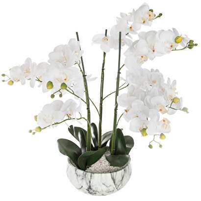 Orchidea artificiale in vaso "orchidea" vaso marmorizzato, h.65 cm