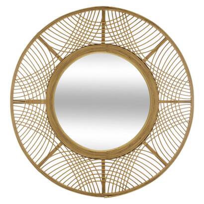 Specchio "ina" bamb&ugrave;, d.70 cm