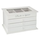 Portagioie con 3 cassetti Bianco, 25x15 cm Bianco