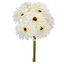 Bouquet di 7 gerbere artificiali H.26 cm Bianco avorio