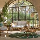 Divano "Farah" 2 posti, Rattan, Tessuto bianco Bianco