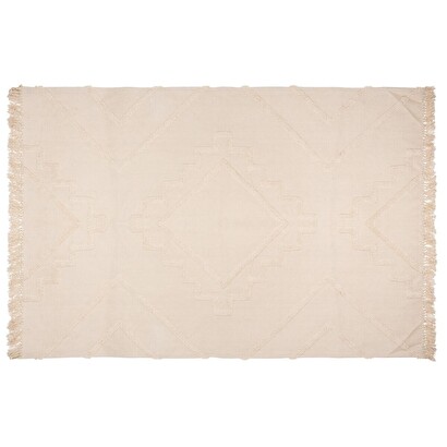 Tappeto "inca", cotone tuftato bianco avorio, 120x170 cm