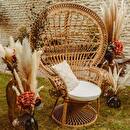 Poltrona "Takta" Rattan, Tessuto Bianco Legno naturale