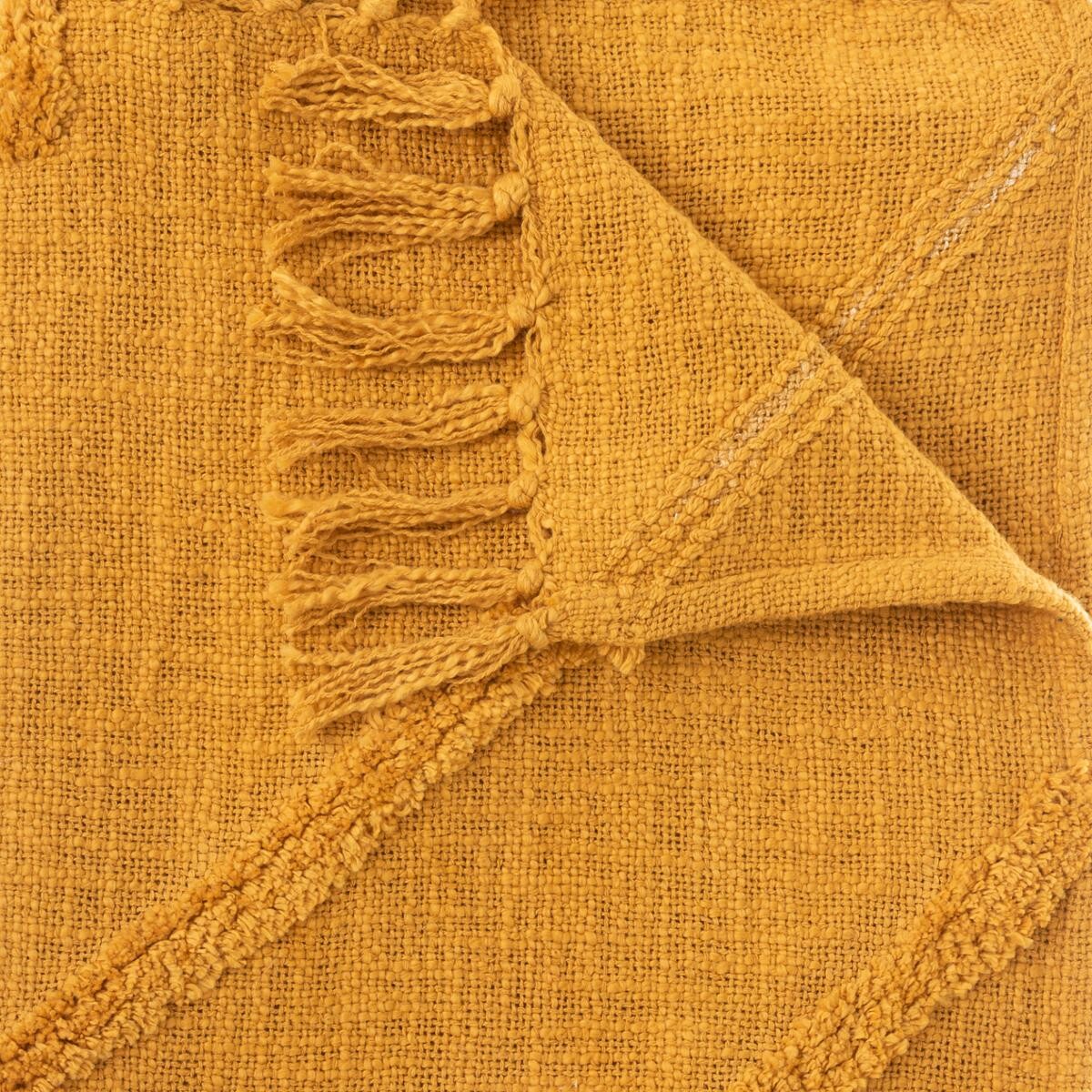 Coperta da letto "Inca", cotone tuftato Giallo senape, 130x180 cm Giallo senape