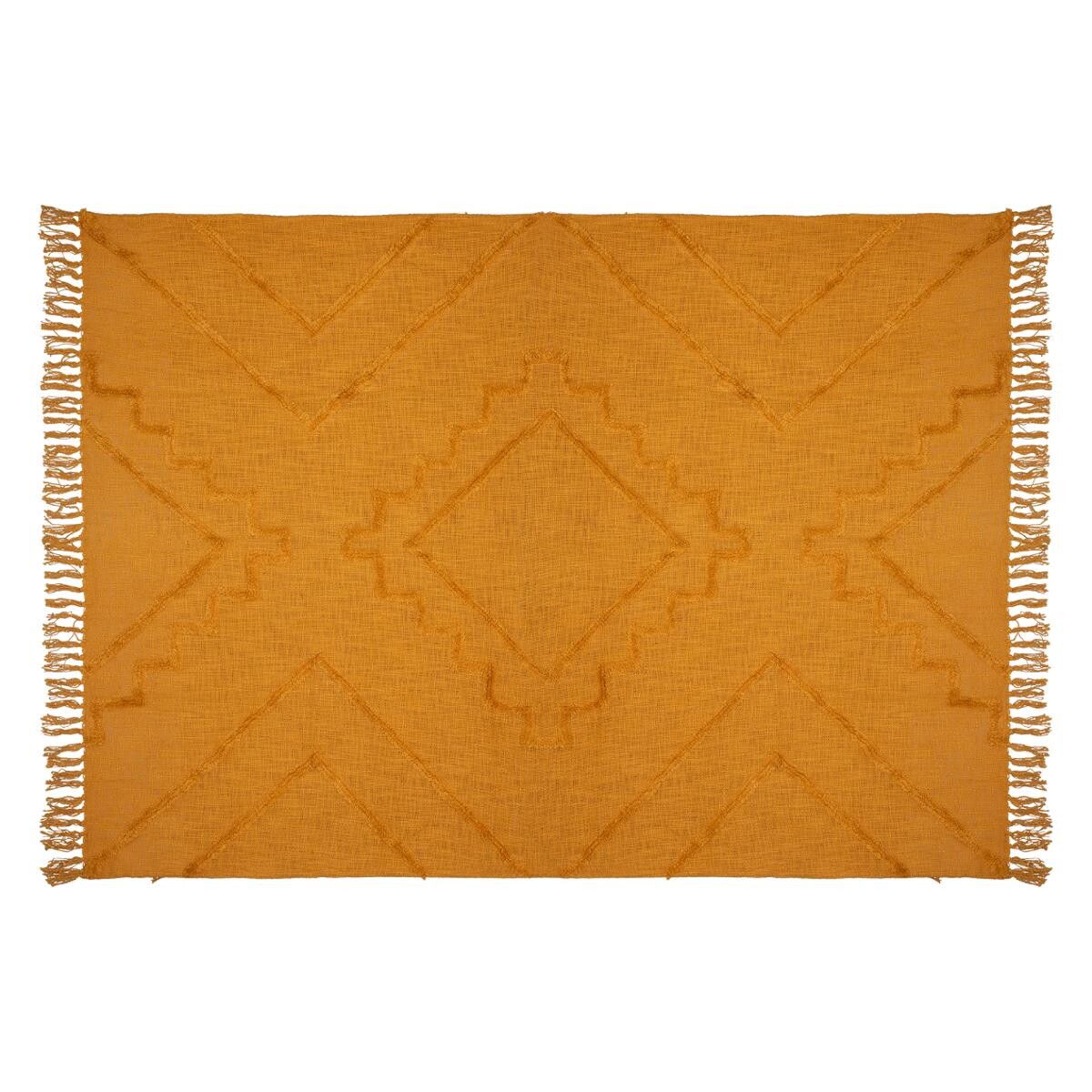 Coperta da letto "Inca", cotone tuftato Giallo senape, 130x180 cm Giallo senape