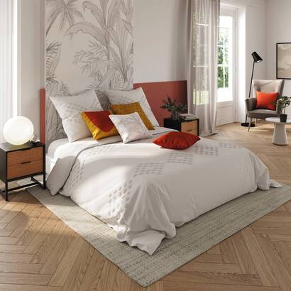 Completo letto 3 pezzi "vilma" tessuto, bianco, 240x220 cm