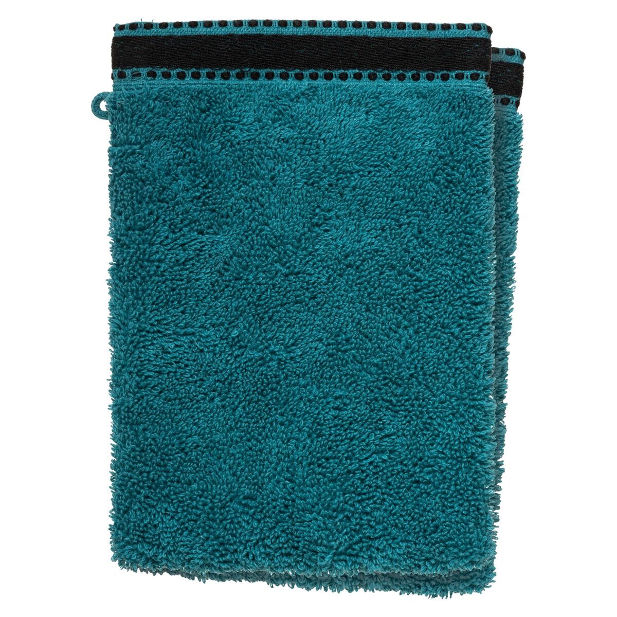 Guanti da toilette "Joia" x2 Blu petrolio, 15x21 cm, 550 g/m² Blu anatra