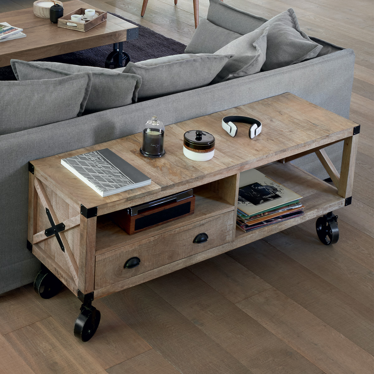 Mobile TV "Silas" Legno di mango, 58x140 cm Legno naturale