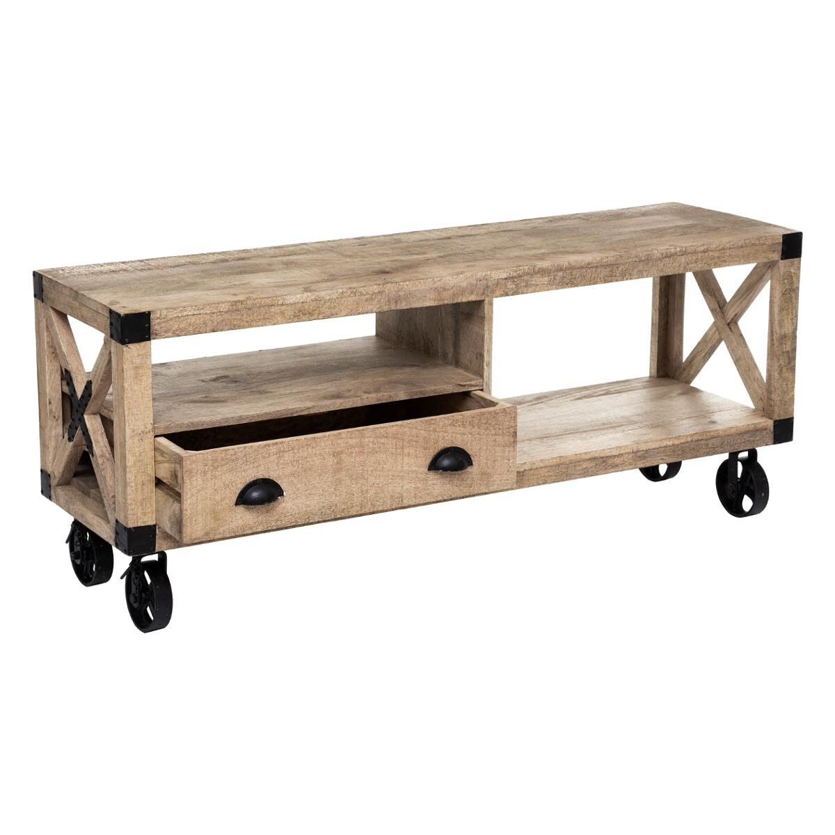 Mobile TV "Silas" Legno di mango, 58x140 cm Legno naturale
