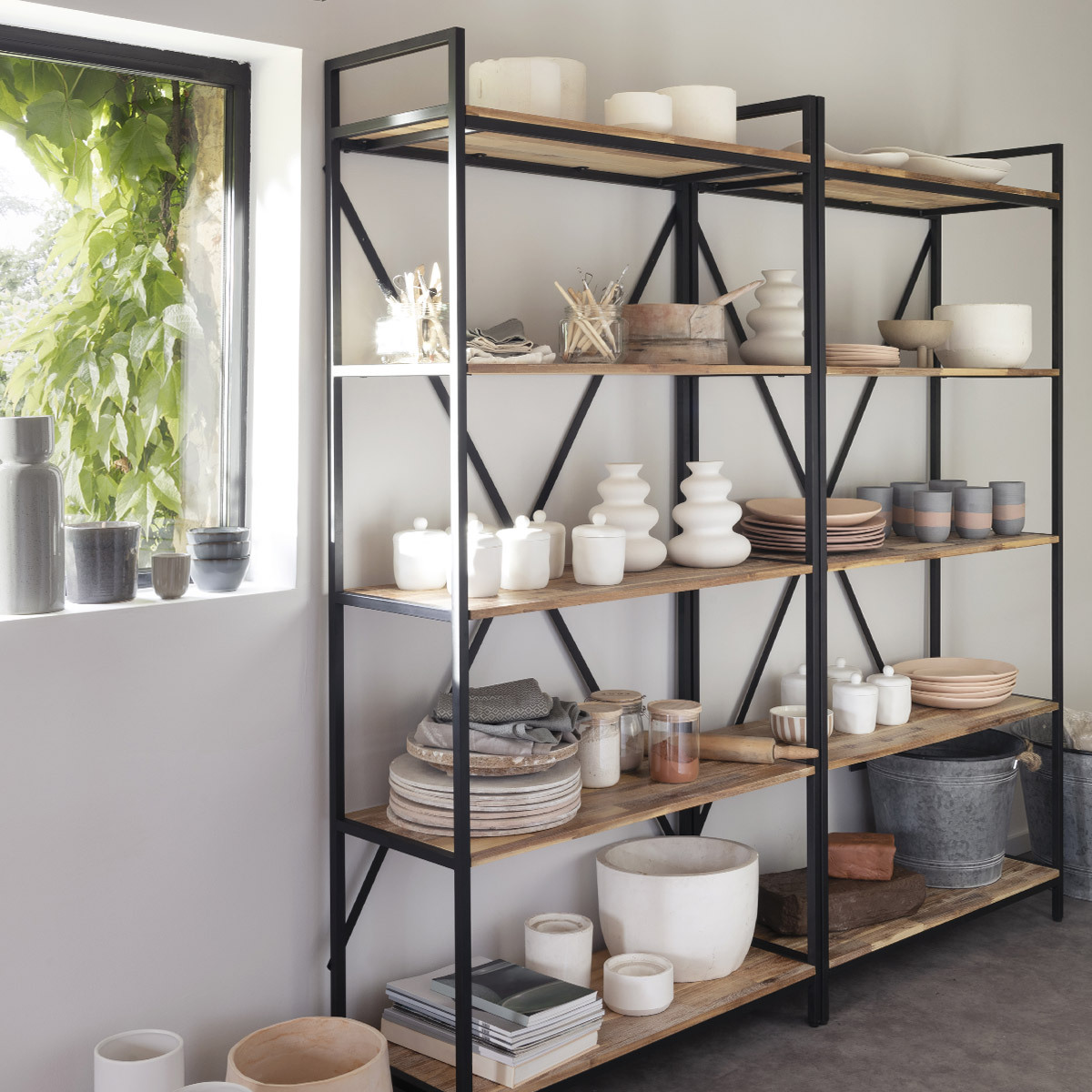 Libreria "Edena" Acacia, 90x180 cm Nero