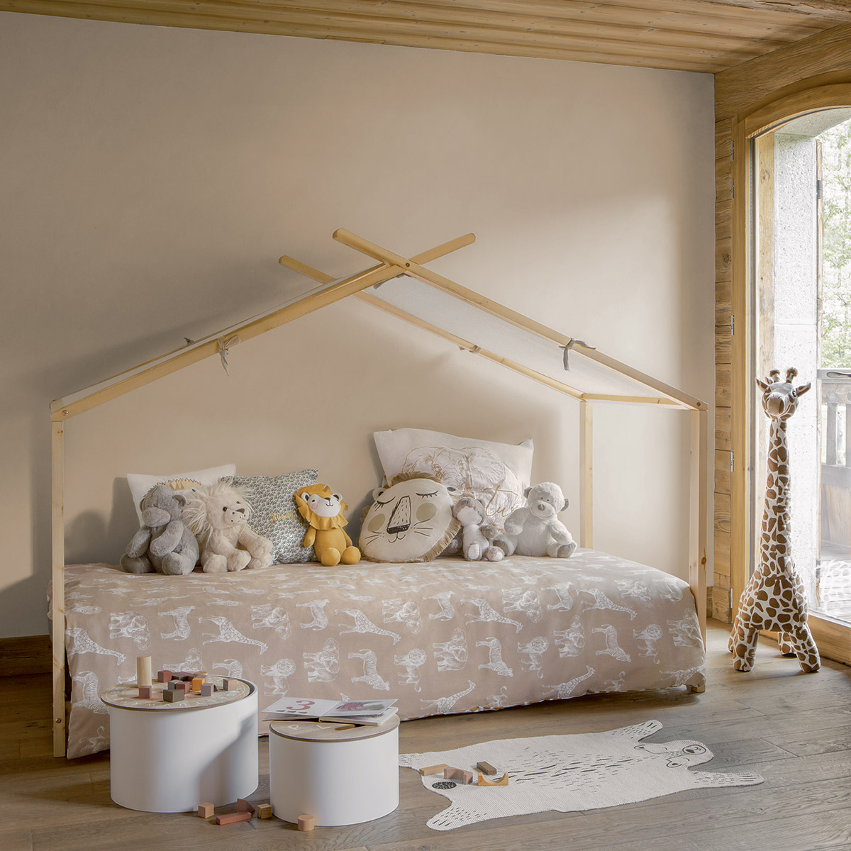 Letto tenda per bambini "Ilan" Pino, Beige, 90x190 cm Beige