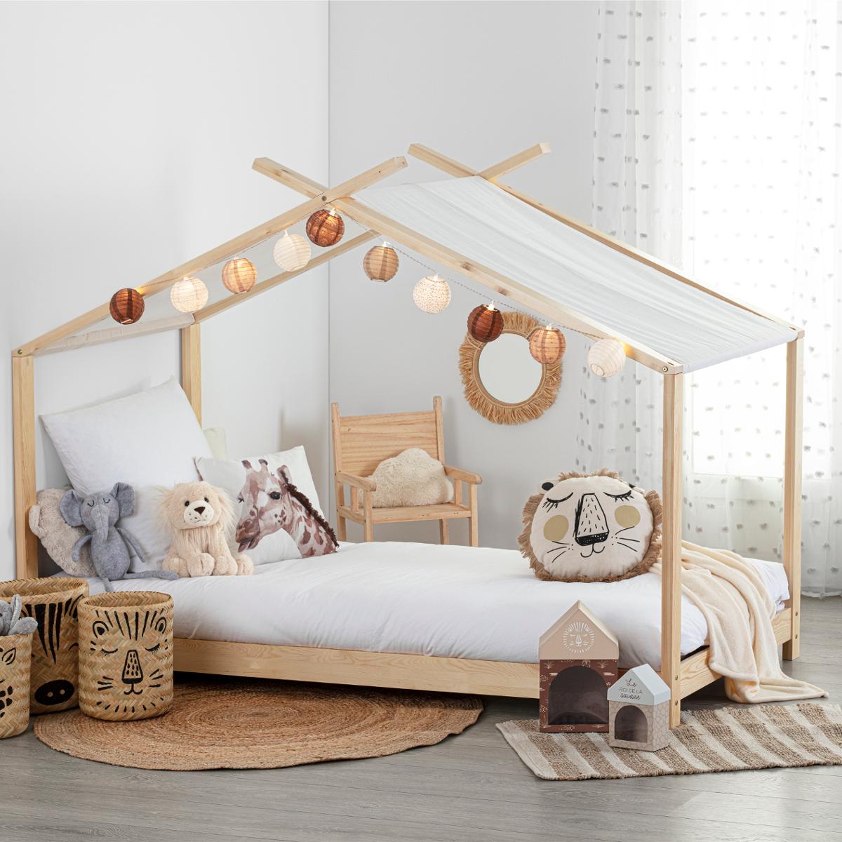 Letto tenda per bambini "Ilan" Pino, Beige, 90x190 cm Beige