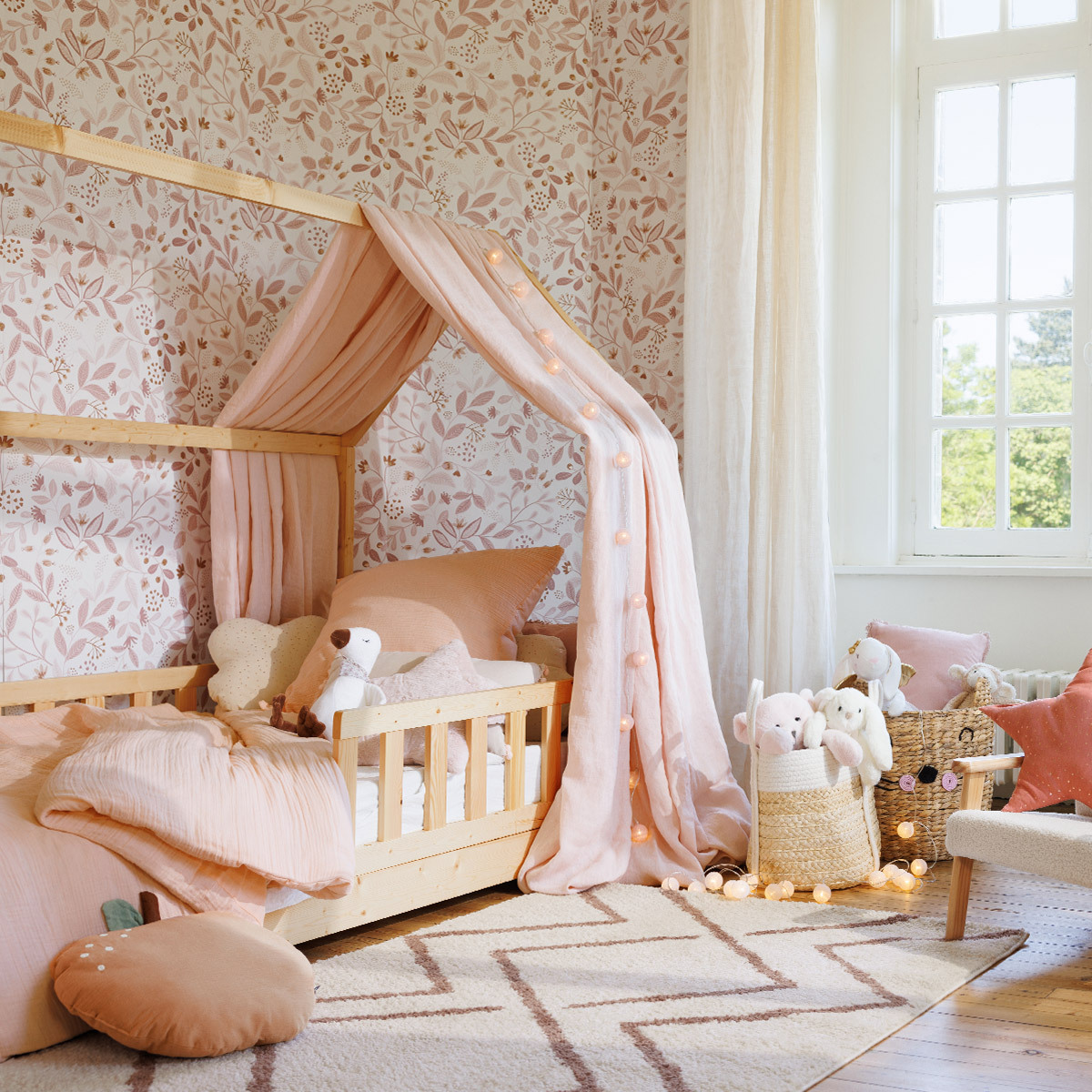 Letto a casetta per bambini "Bosco" 90x190 cm Beige