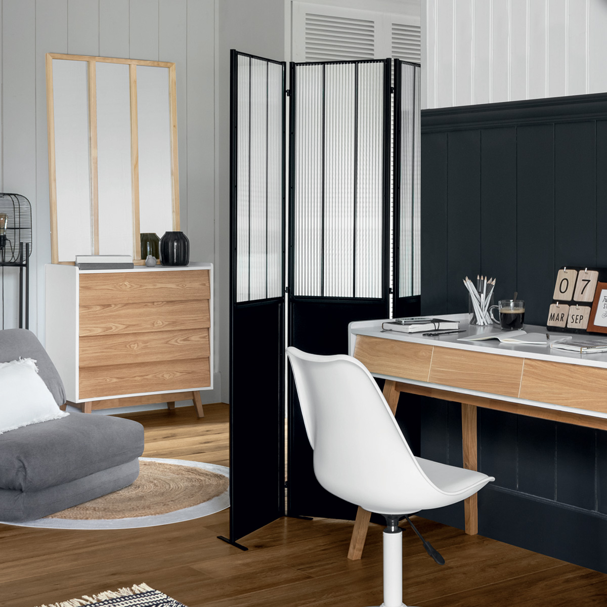 Paravento "Atelier" Metallo, H.170 cm Nero